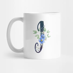 Floral Monogram J Wild Blue Flowers Mug